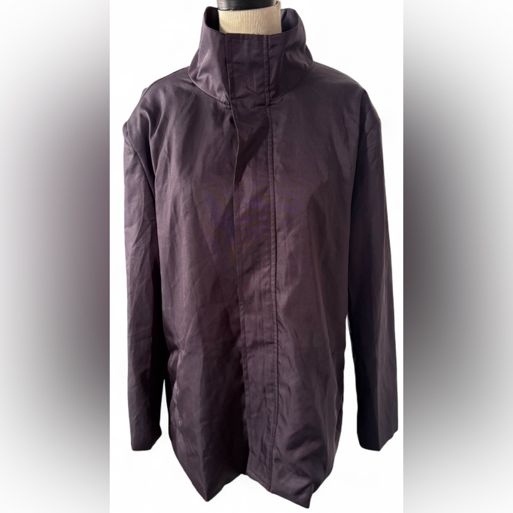 Burgundy Nylon Windbreaker Jacket Zip-Up Velcro Closure Men’s Size Large